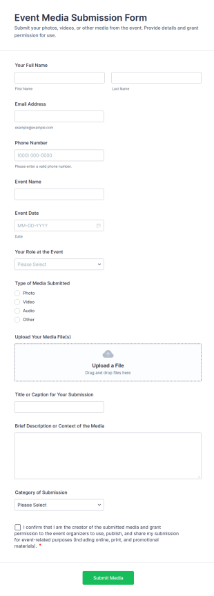Event Media Submission Form Template