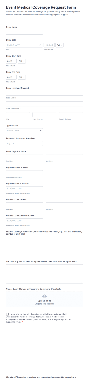 Event Medical Coverage Request Form Template