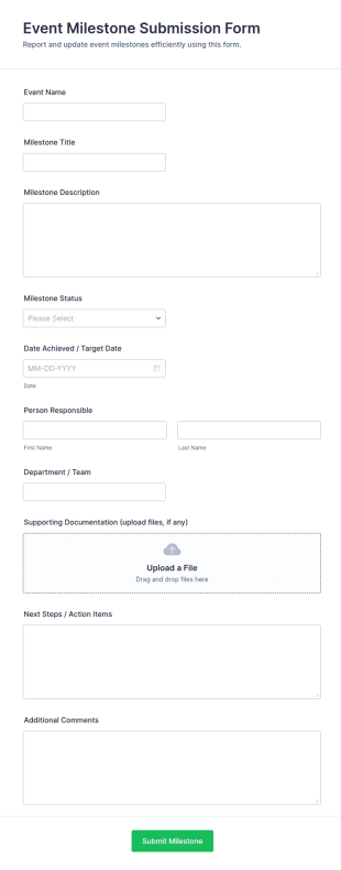 Event Milestone Submission Form Template
