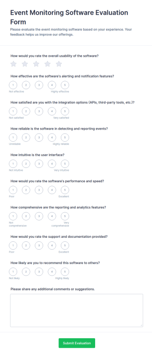 Event Monitoring Software Evaluation Form Template