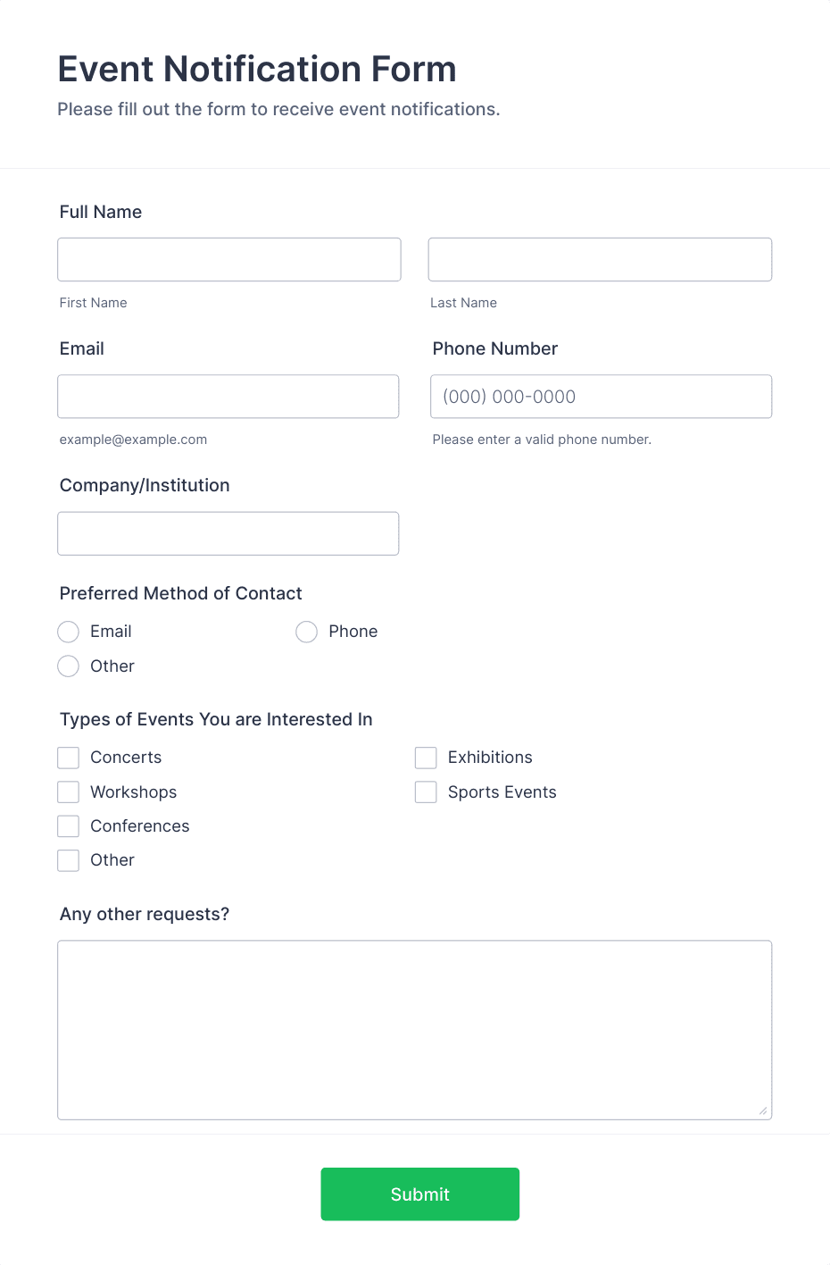Event Notification Form Template | Jotform