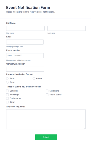Event Notification Form Template