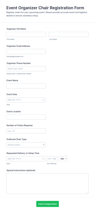 Event Organizer Chair Registration Form Template
