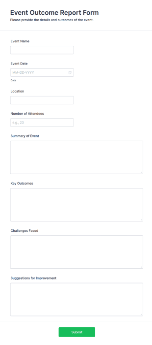 Event Outcome Report Form Template