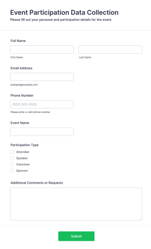 Event Participation Data Collection Form Template