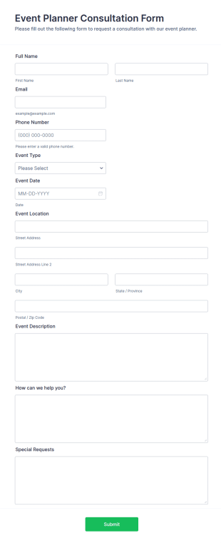 Event Planner Consultation Form Template