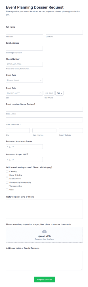 Event Planning Dossier Request Form Template