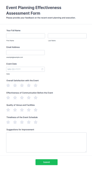 Event Planning Effectiveness Assessment Form Template