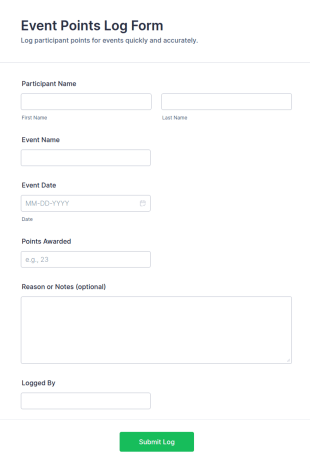 Event Points Log Form Template