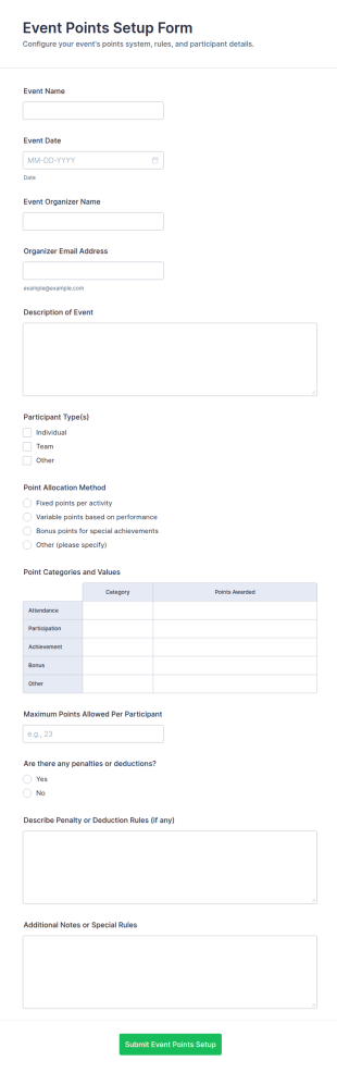 Event Points Setup Form Template