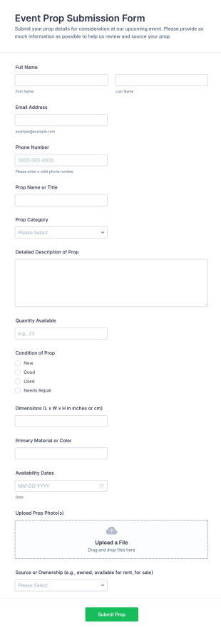 Event Prop Submission Form Template