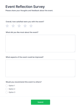 Event Reflection Survey Form Template