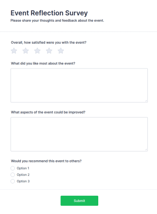 Event Reflection Survey Form Template
