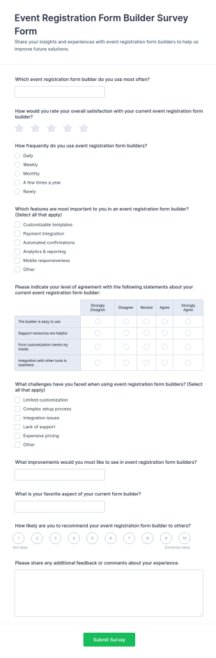 Event Registration Form Builder Survey