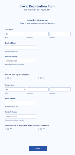 Event Registration Form Template