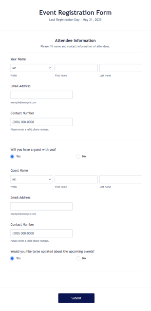 Event Registration Form Template