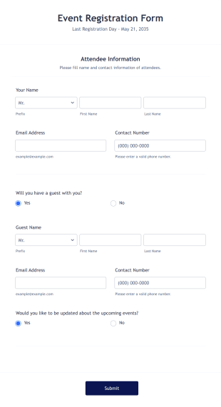 Event Registration Form Template