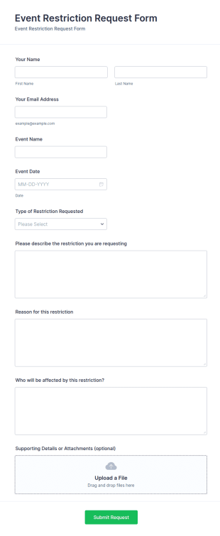 Event Restriction Request Form Template