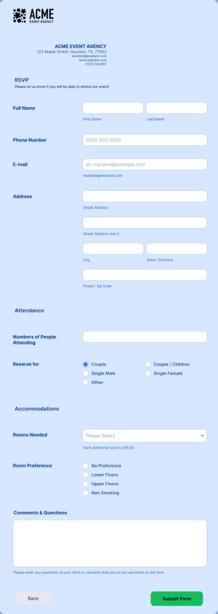 Event RSVP Form Template