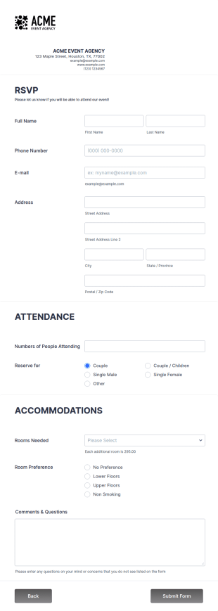 Event RSVP Form Template