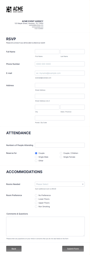 Event RSVP Form Template