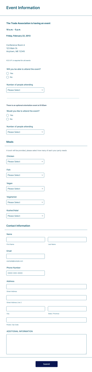 Seminar RSVP Form Template