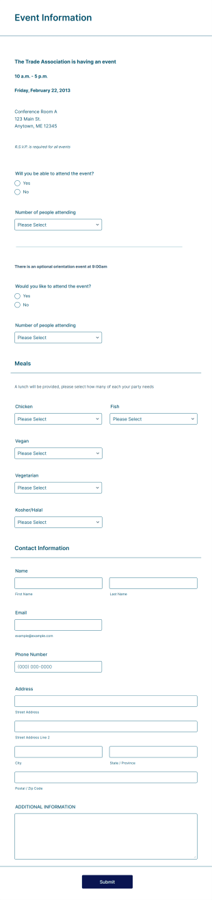 Seminar RSVP Form Template
