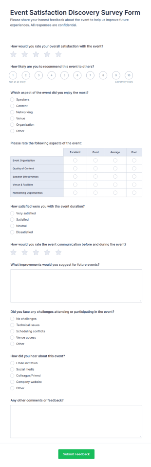 Event Satisfaction Discovery Survey Form Template