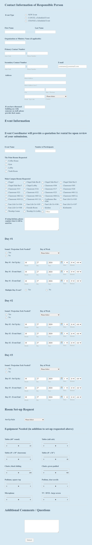 Event Schedule Request Form Template