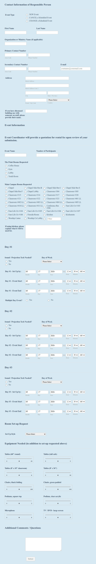 Event Schedule Request Form Template