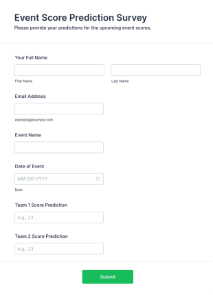 Event Score Prediction Survey Form Template
