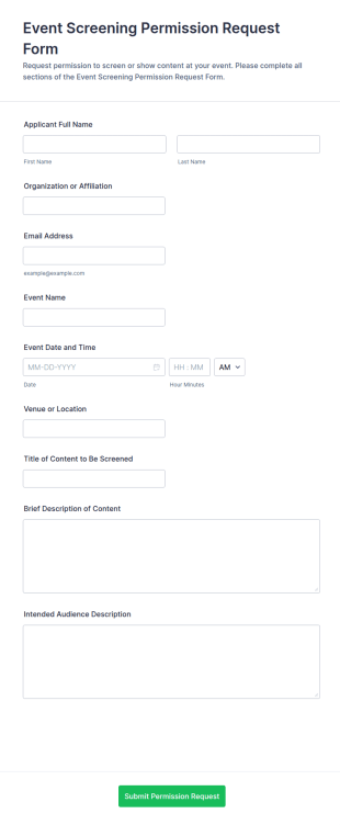 Event Screening Permission Request Form Template