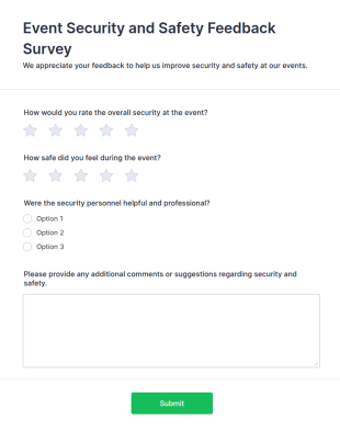 Event Security And Safety Feedback Survey Form Template