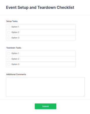 Event Setup And Teardown Checklist Form Template