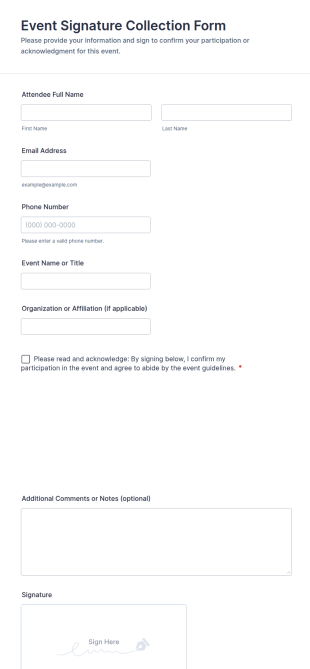 Event Signature Collection Form Template