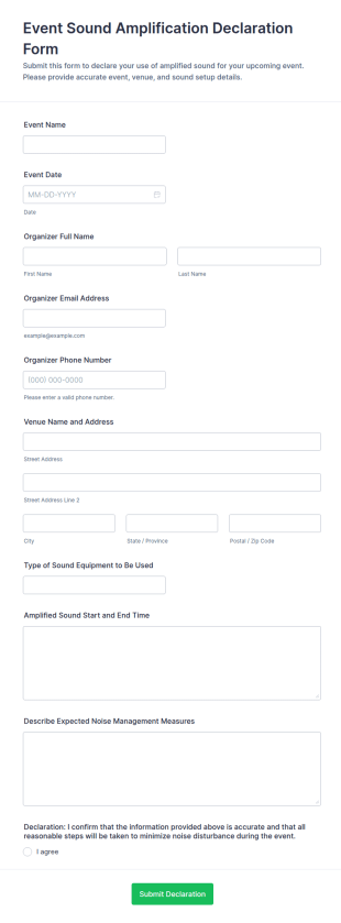 Event Sound Amplification Declaration Form Template