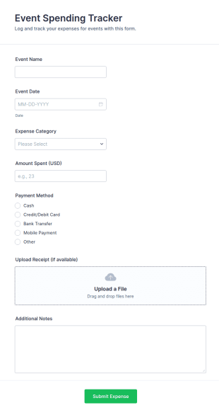 Event Spending Tracker Form Template