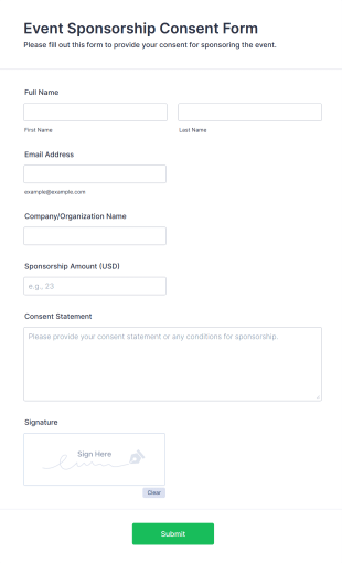 Event Sponsorship Consent Form Template