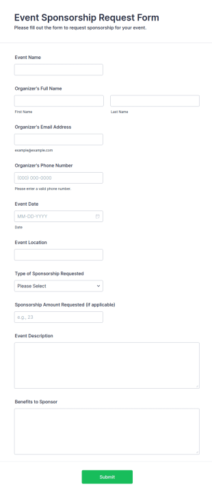 Event Sponsorship Request Form Template