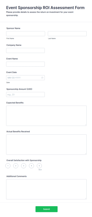 Event Sponsorship ROI Assessment Form Template