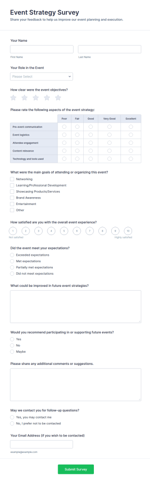 Event Strategy Survey Form Template