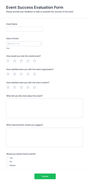 Event Success Evaluation Form Template