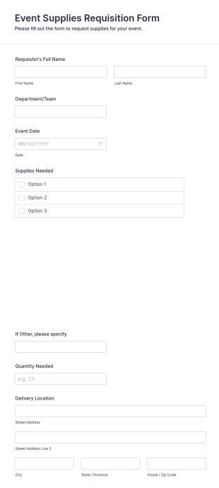 Event Supplies Requisition Form Template