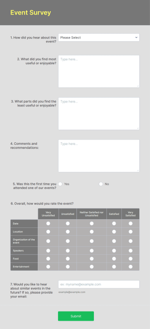 Event Survey Form Template