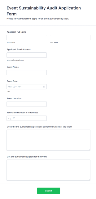 Event Sustainability Audit Application Form Template