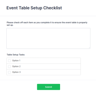 Event Table Setup Checklist Form Template