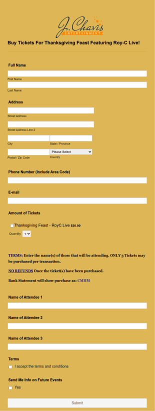 Event Ticket Form J. Chavis