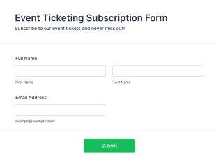 Event Ticketing Subscription Form Template