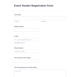 Event Vendor Registration Form Template