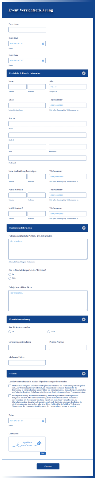 Event Verzichtserklärung